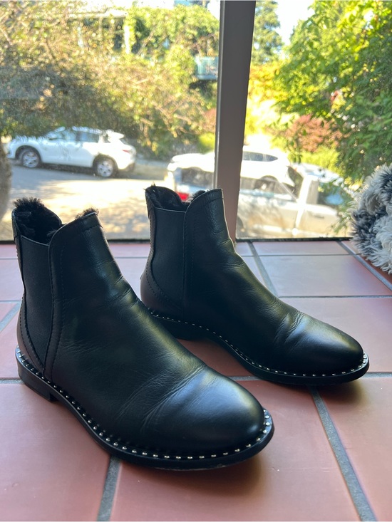 Jimmy Choo Shoes - Jimmy Choo Black Leather Stud-Trim Ankle Boots